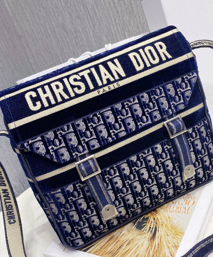 Christian Dior Diorcamp Messenger Canvas Bag Dark Blue